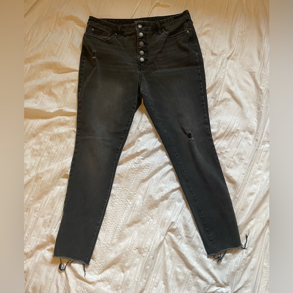 TIME AND TRU High Rise Curvy Button Down Black Jeans Size 14